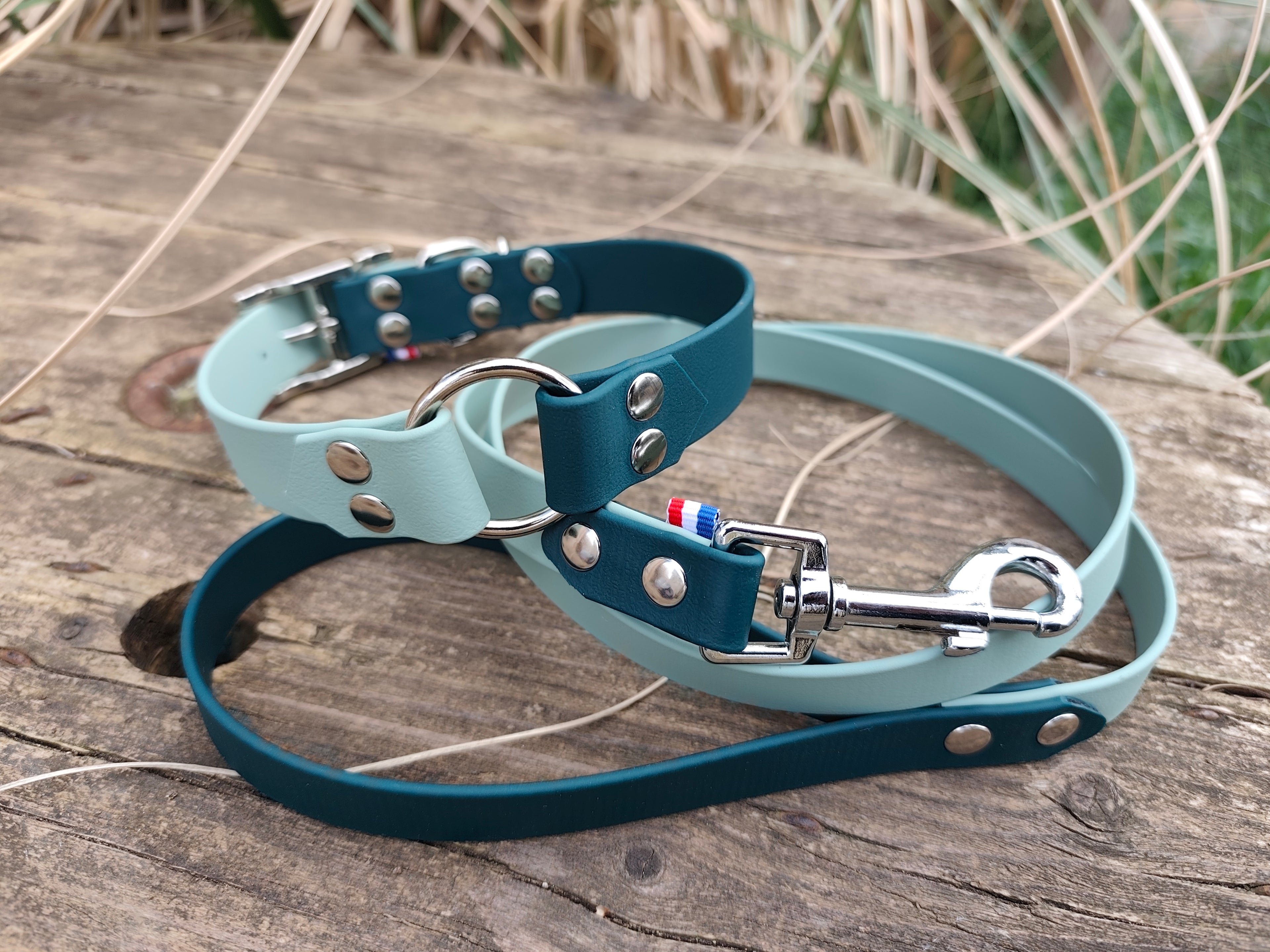 Collier bicolore en biothane® 25 mm de large